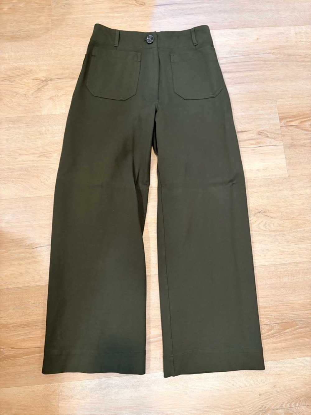 Quince ponte cropped wide leg pants olive